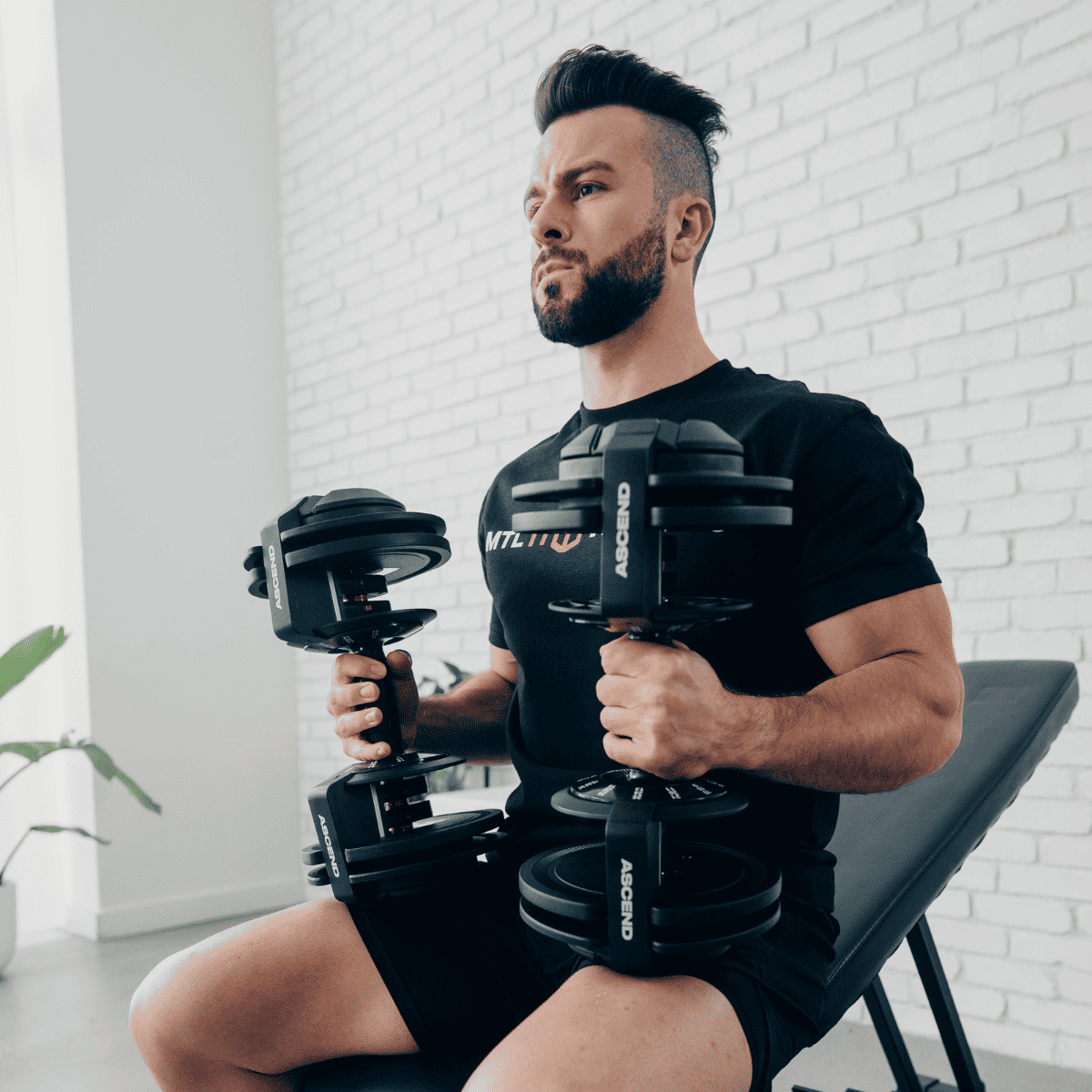 Bundle : Ascend 3-in-1 Adjustable Dumbbells (7 to 52.5 lb) & Bench