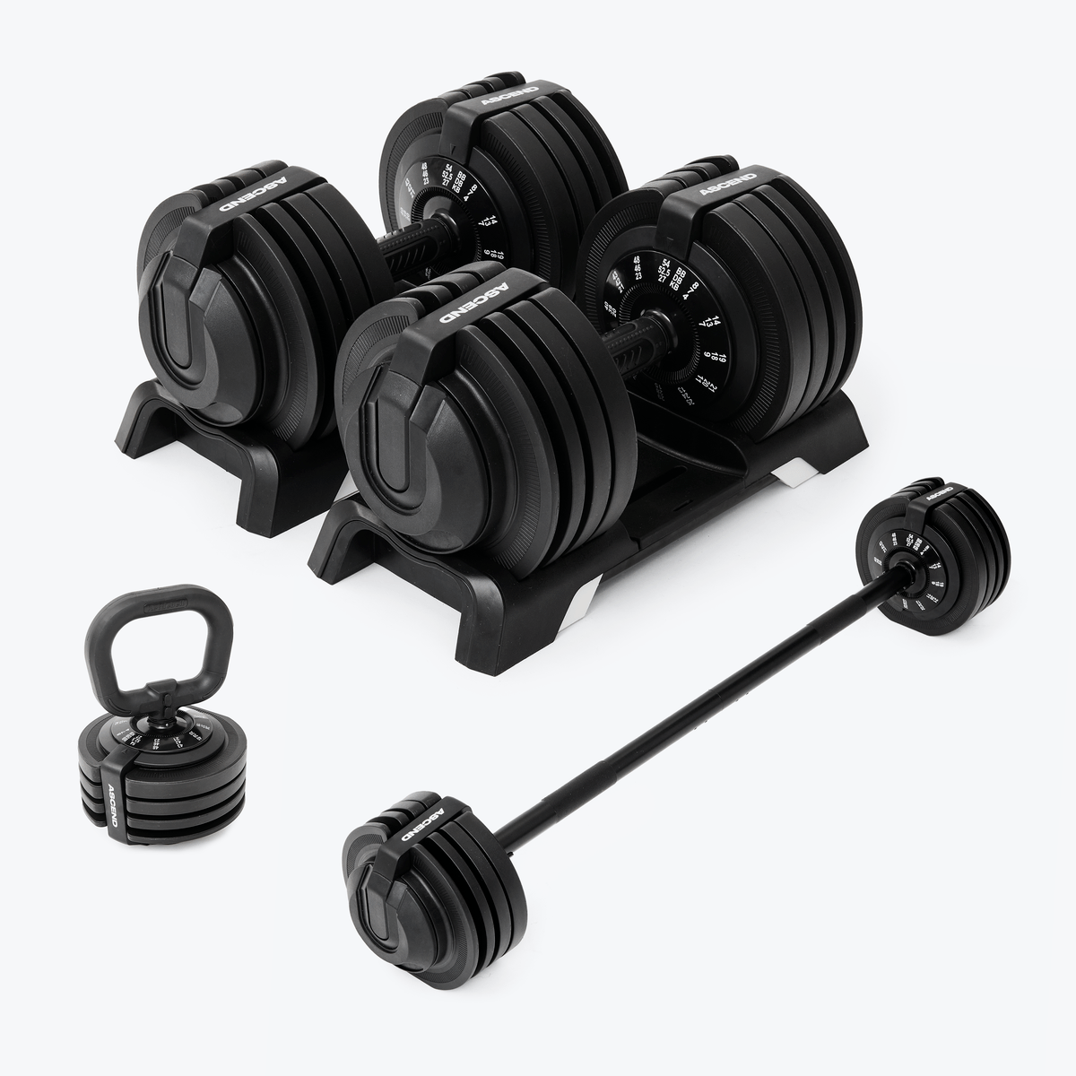 Bundle : Ascend 3-in-1 Adjustable Dumbbells (7 to 52.5 lb) & Bench