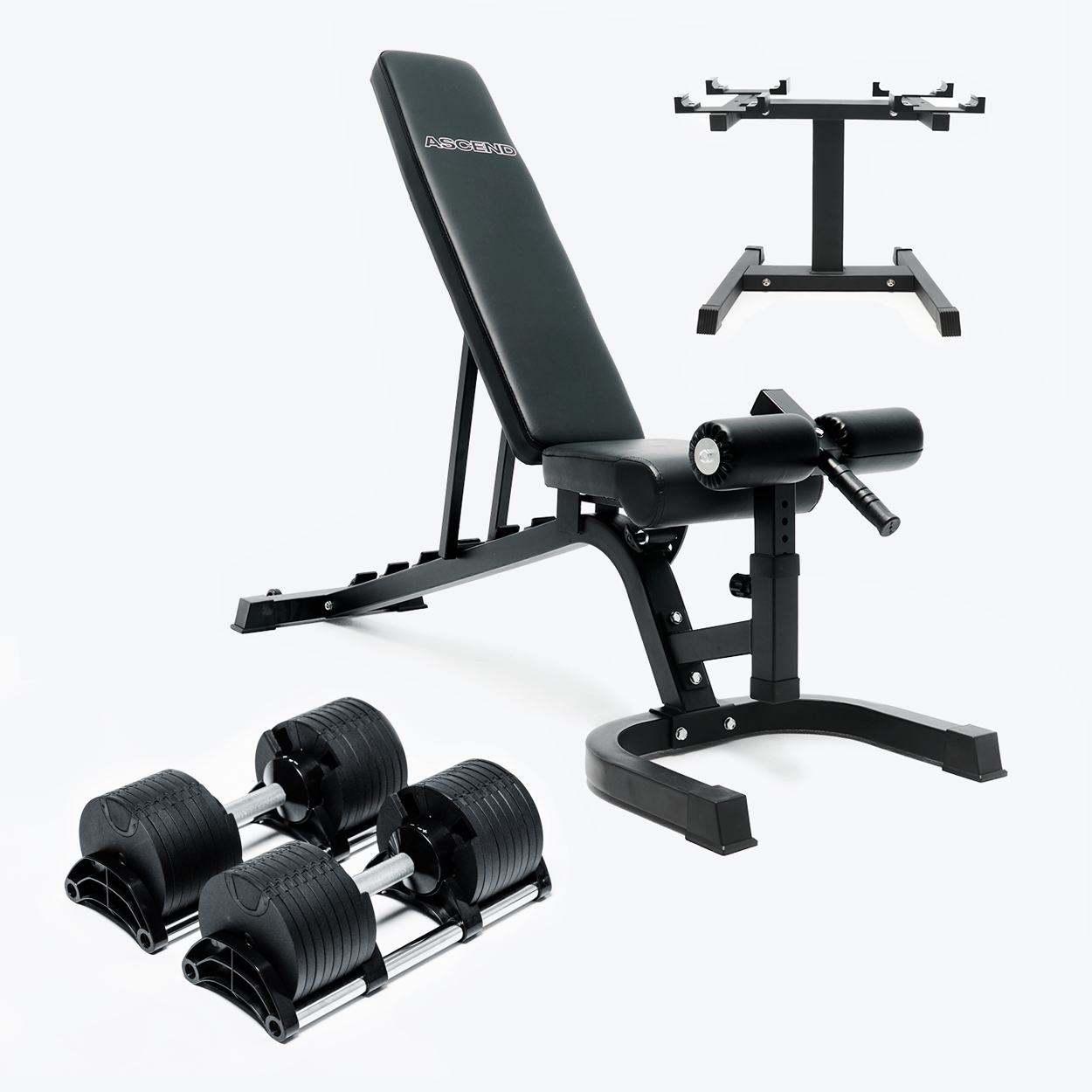 Bundle: Nuo Style Dumbbells (5 - 70 lb or 7.5-90 lb) & Bench