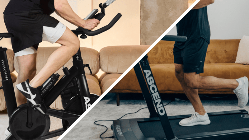 Spin bike and treadmill