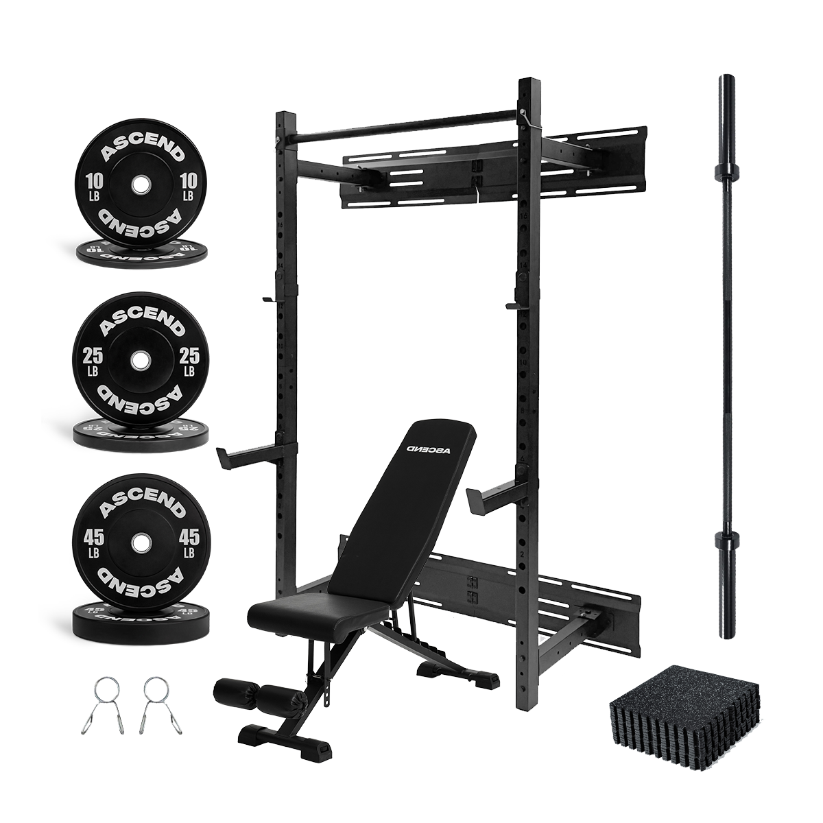 Foldable Wall Mounted Training Bundles With Bumper Plates (Various)